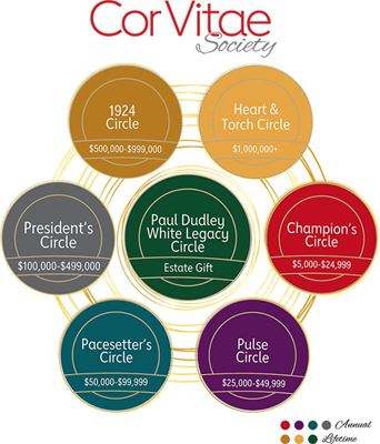 graphic showing the seven donor circles of the AHA Cor Vitae Society