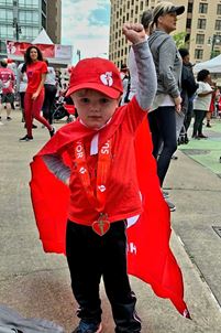 Jackson at AHA event wearing red cape