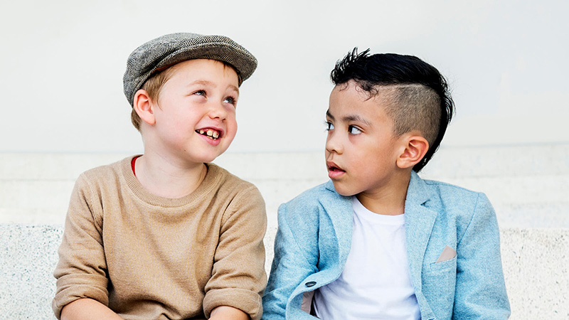 two boys talking