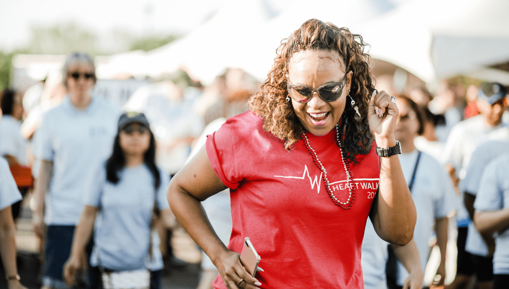 woman having fun at Heart Walk